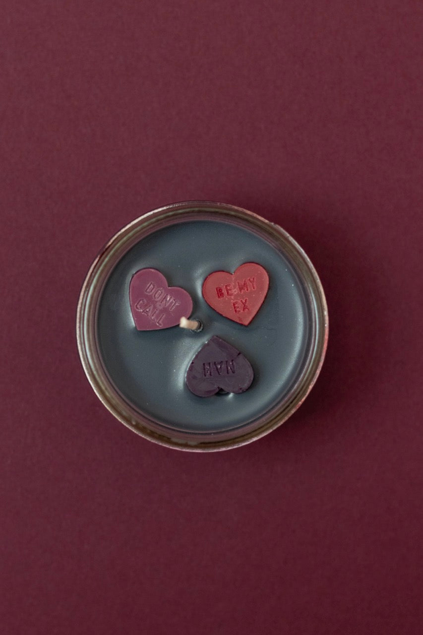 Bite Me • Anti-Valentines Day Candy Hearts Candle