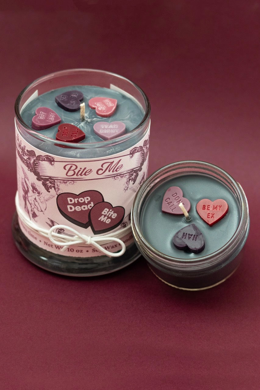 Bite Me • Anti-Valentines Day Candy Hearts Candle